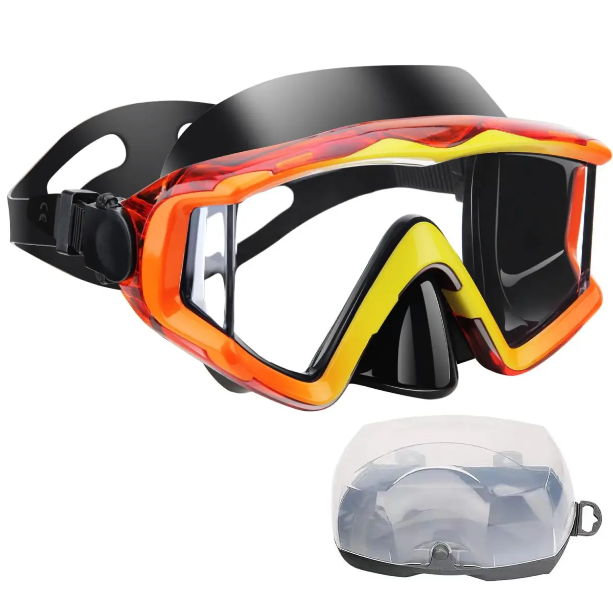 AQUA A DIVE SPORTS Adult Diving Mask with Anti-Fog Single Lens | 180° Wide View Orange - main product image
