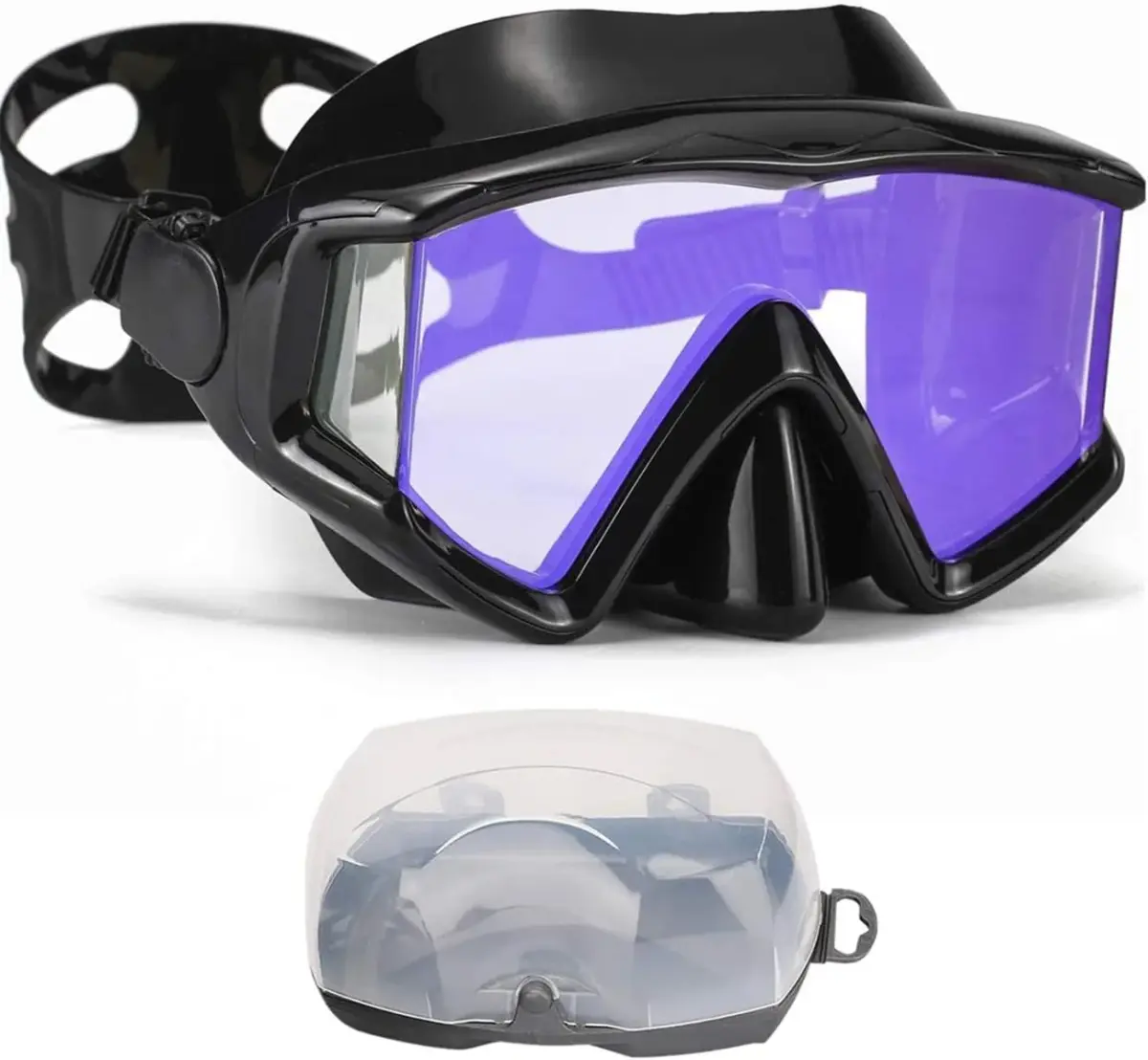 AQUA A DIVE SPORTS Kids Black-Blue Lens Diving Mask | 180° Wide View Anti-Fog - main product image