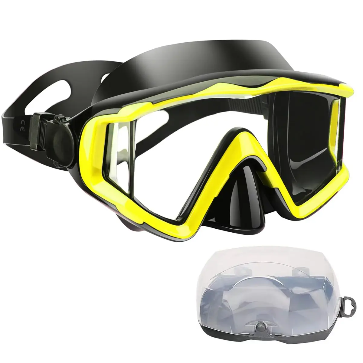AQUA A DIVE SPORTS One-Piece Lens Diving Mask Yellow Black | Wide 180° Field of View - main product image