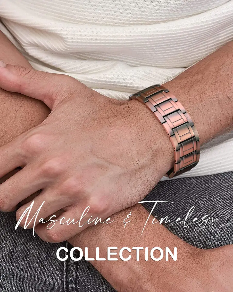 Feraco Pure Copper Magnetic Bracelet for Men | 22cm (8.66'') Adjustable - view 8