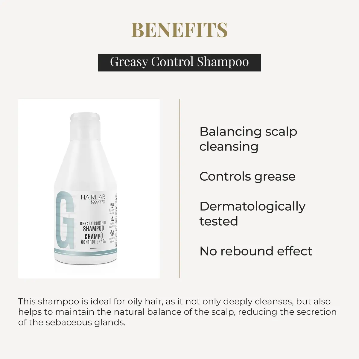SALERM Shampoo for Oily Hair 300 ml | Greasy Control & Refresh - view 3
