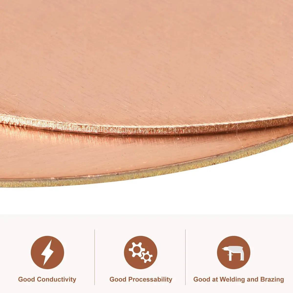 uxcell Pure Copper Sheet 150mm (6") Diameter x 1mm (0.04") Thickness | T2 Copper Metal Round Plate for Crafts, Electrical Repairs - view 4