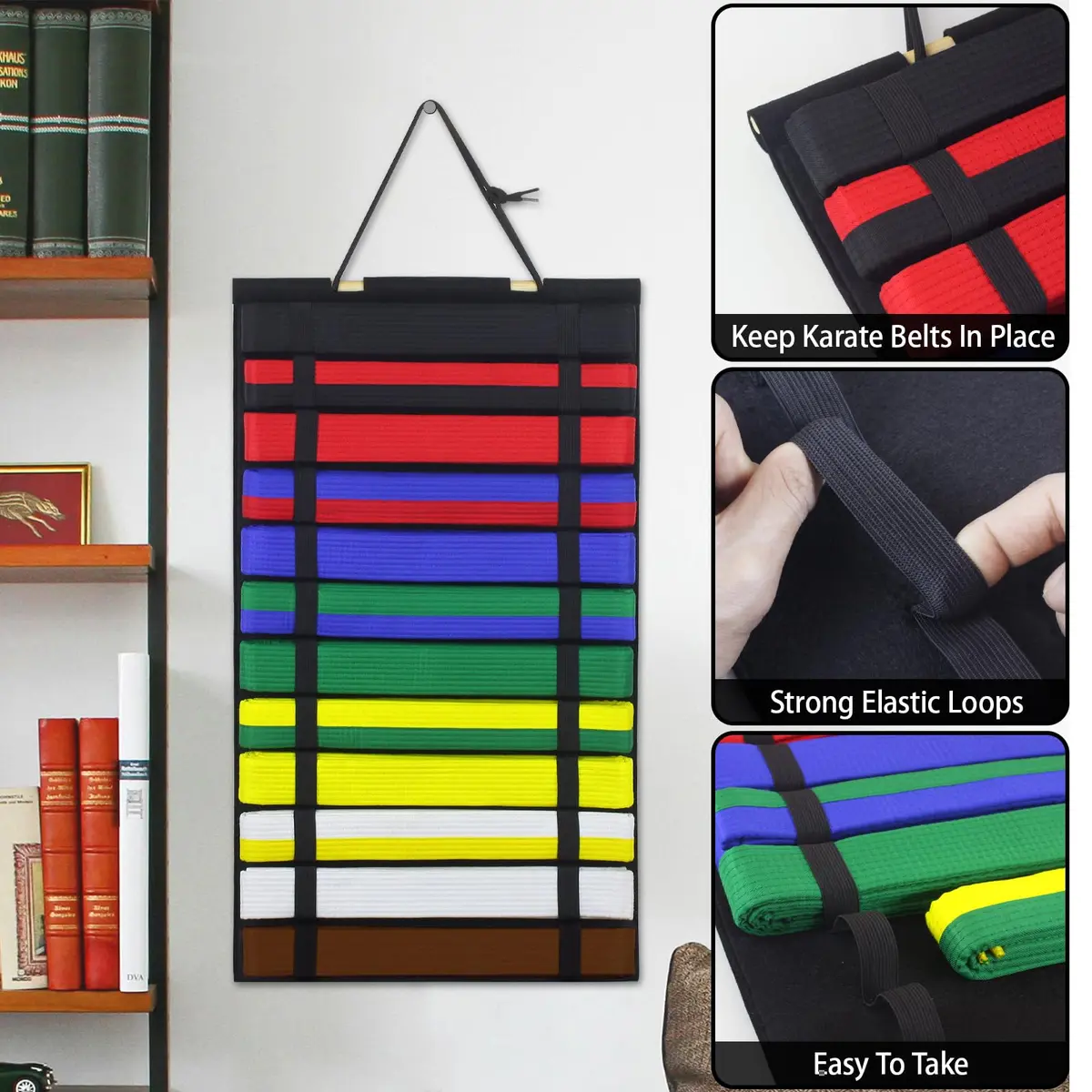 SANJHFF Karate Belt Display Rack Holds 12 Belts | Wall-Mount Martial Arts Organizer - view 4