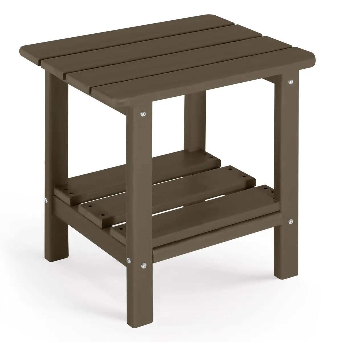 ABCPATIO Patio Side Table HDPE Double Layer Storage Square Dark Brown | Weather-Resistant & Cost-Effective - main product image