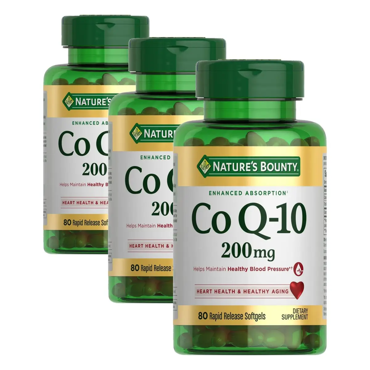Nature's Bounty CoQ10 200mg Rapid Release Softgels, 240 Count | Supports Heart Health & Cellular Energy - main product image