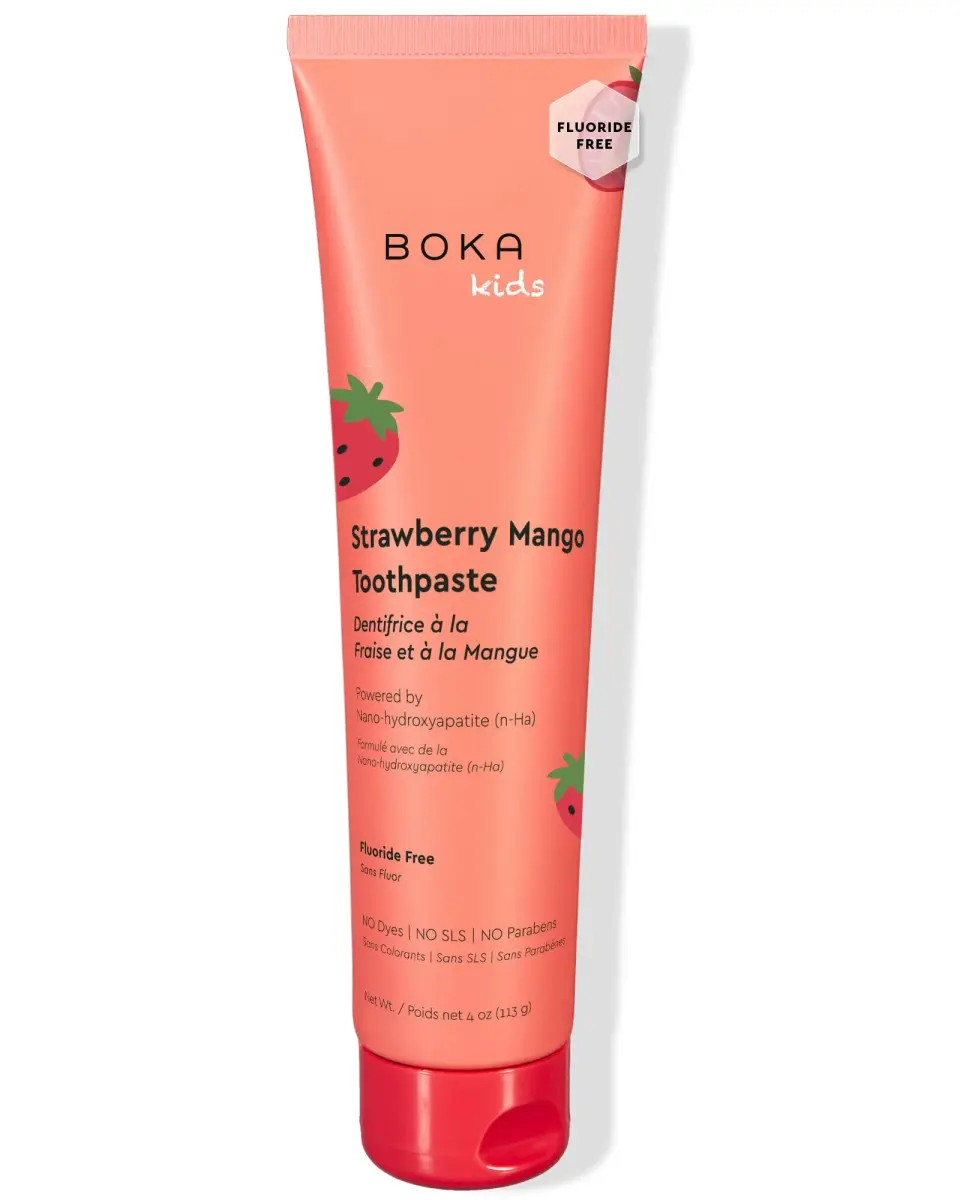 Boka Kids Toothpaste Strawberry Mango Nano Hydroxyapatite Fluoride-Free 4 oz (113 g) | Dentist Recommended for Enamel Care - main product image