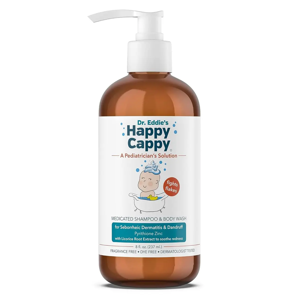 Happy Cappy Medicated Shampoo and Body Wash with Beanie Brush - 237ml (8 Fl Oz) | Pediatrician-Designed for Cradle Cap & Dandruff - main product image