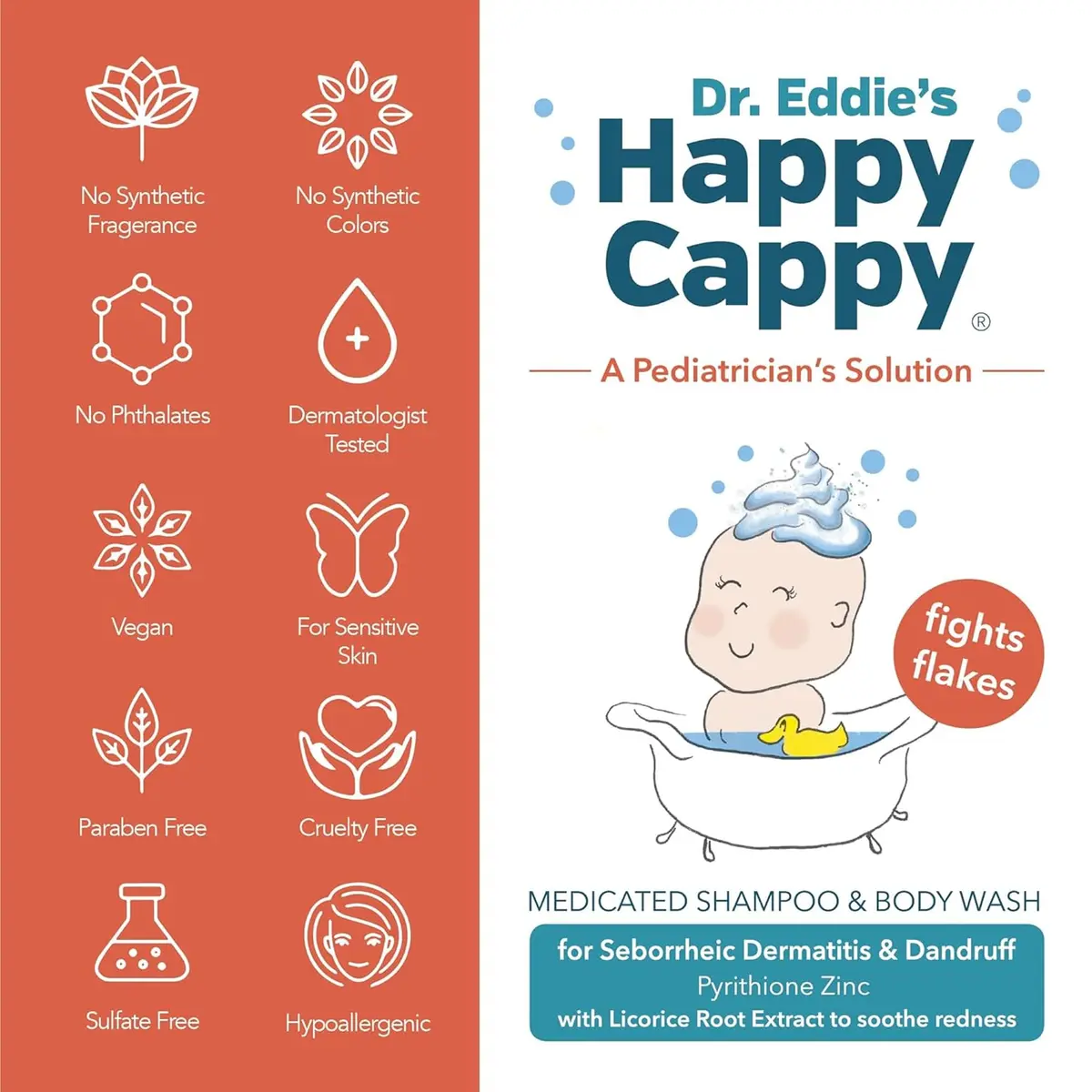 Happy Cappy Medicated Shampoo and Body Wash with Beanie Brush - 237ml (8 Fl Oz) | Pediatrician-Designed for Cradle Cap & Dandruff - view 3