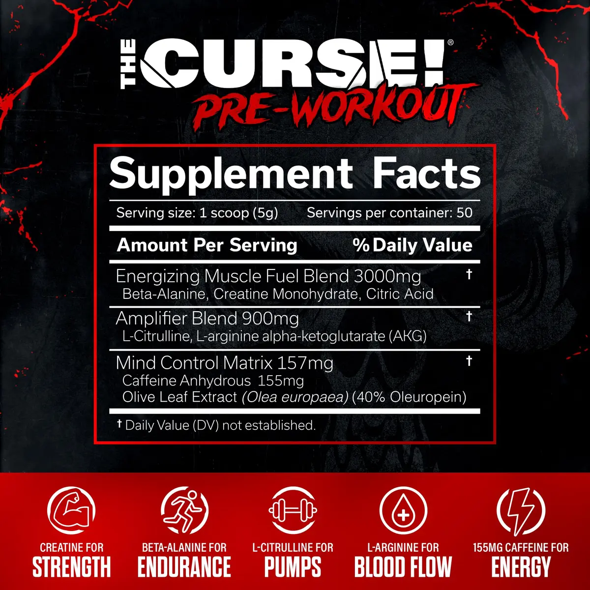JNX The Curse! Pre Workout Powder with Creatine 155mg, Watermelon | High-Energy, Focus & Pumps (70-120 chars) - view 3