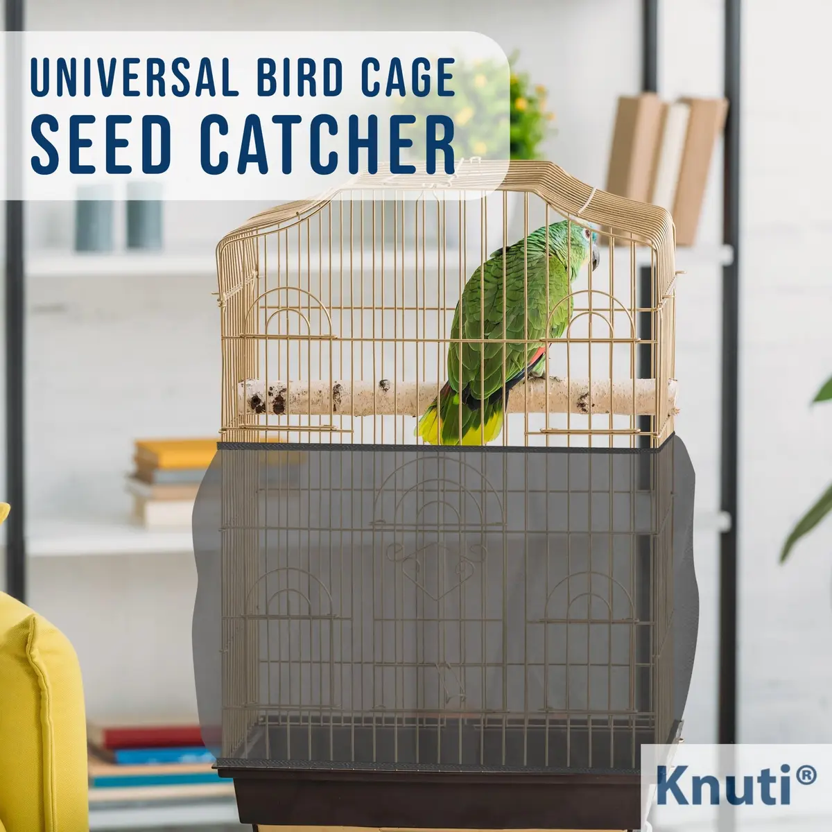 KNUTI Universal Bird Cage Seed Catcher Mesh Skirt Cover 100-in Black | Effortless Fit & Easy to Clean - view 2