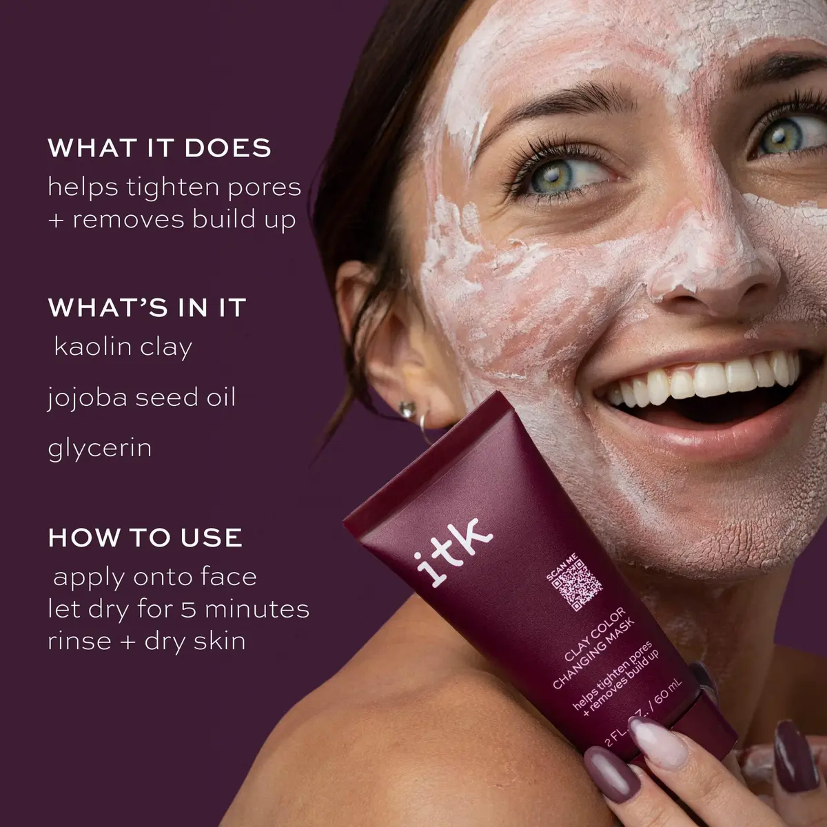 I.T.K. Clay Color Changing Mask 2 oz | Pore Tightening & Oil Absorption for All Skin Types - view 2