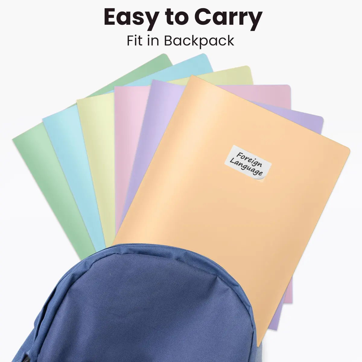 Sooez 7-Pack Plastic Folders with Pockets, Pastel Colors, 2-Pocket Folder Bulk, 29.59 cm x 24.61 cm (11.65"L x 9.45"W) | Acid-Free, Tear-Resistant, Heavy Duty - view 5