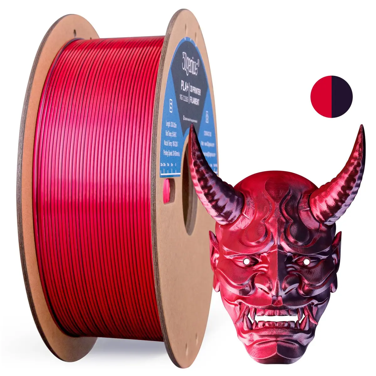3Dgenius Silk Dual Color PLA Filament 1.75mm | 2-in-1 Multicolor, Clog-Free, 1KG Spool - main product image