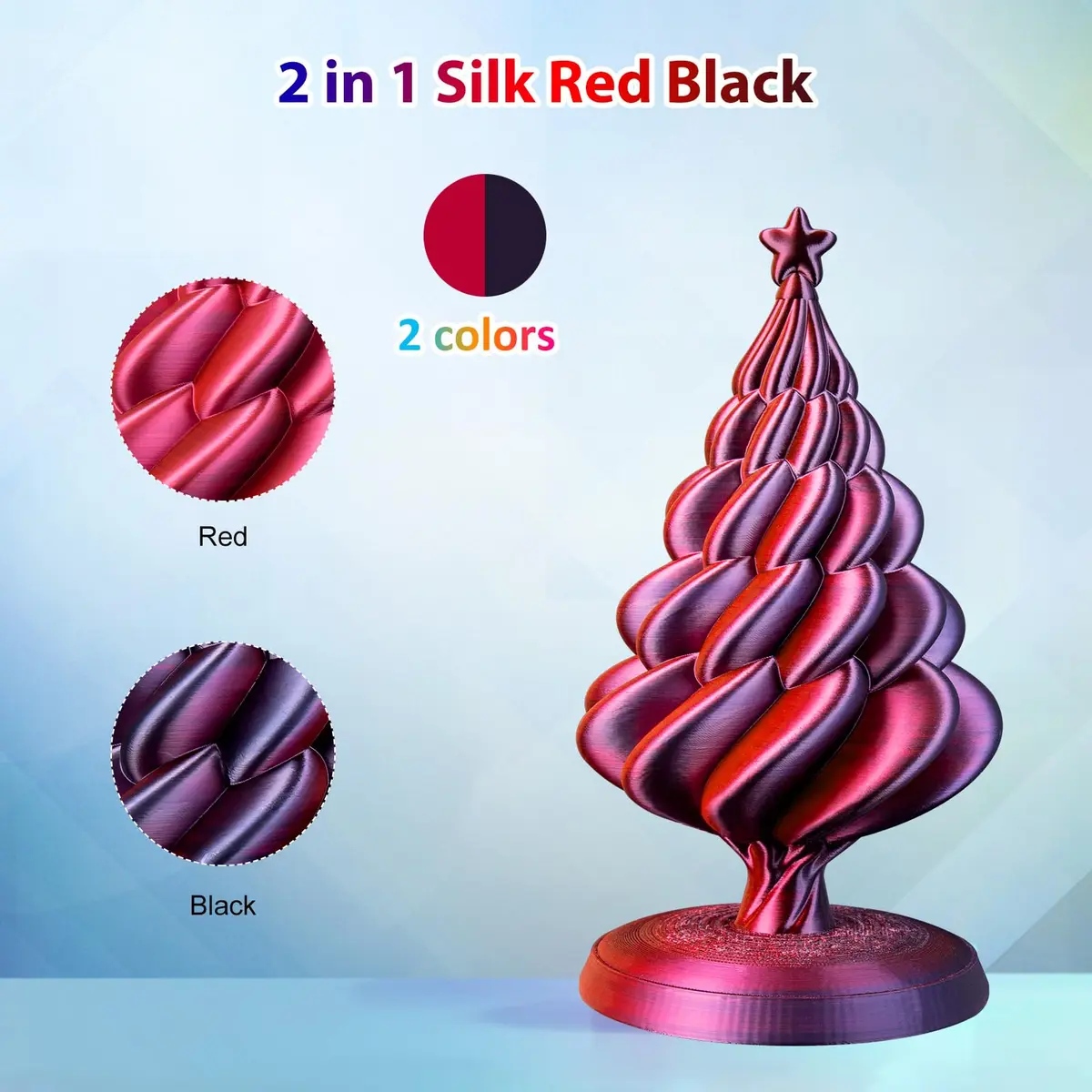 3Dgenius Silk Dual Color PLA Filament 1.75mm | 2-in-1 Multicolor, Clog-Free, 1KG Spool - view 4
