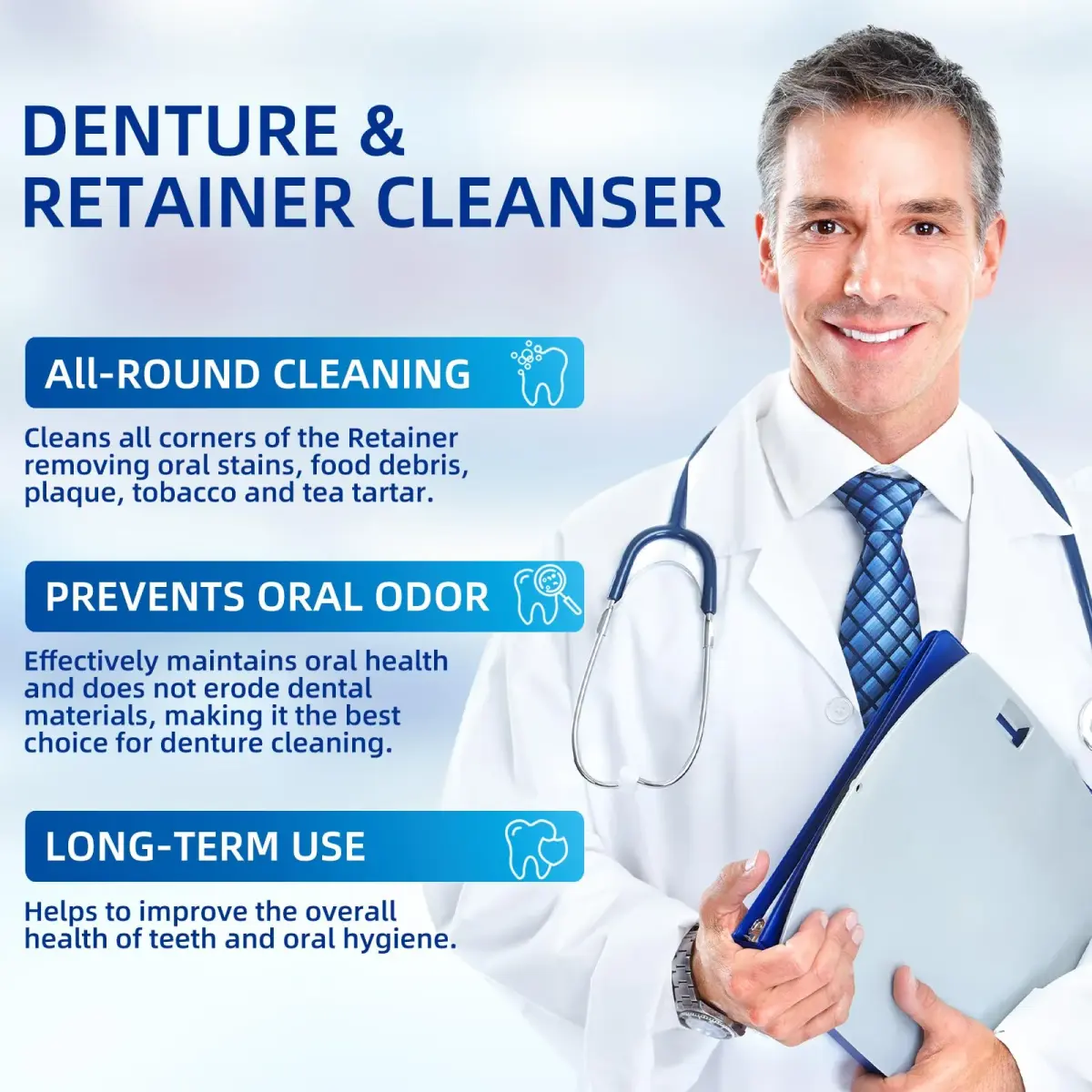 YKL Retainer & Denture Cleaner Kit with 120 Tablets & Guard Bath Cup | 10.38cm L x 9.09cm W x 23.79cm H - view 6