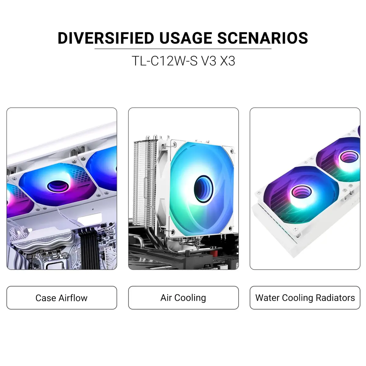 Thermalright TL-C12W-S V3 CPU Fan 120mm Case Cooler Fan ARGB, 4pin PWM, Silent, 3-Pack | Mirror Light Effect with S-FDB Bearing - view 6