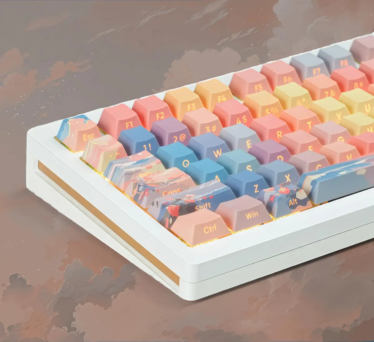 dagaladoo Colorful Sunset Double Shot PBT Keycaps Set | 130 Keys, Cherry Profile, Shine Through - view 5
