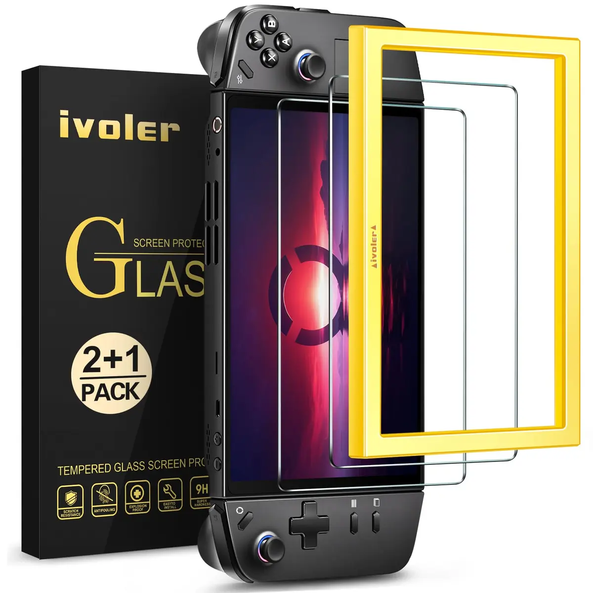 ivoler Ultra HD Clear Screen Protector for Lenovo Legion Go 8.8'' | Tempered Glass 2-Pack with Alignment Frame - main product image