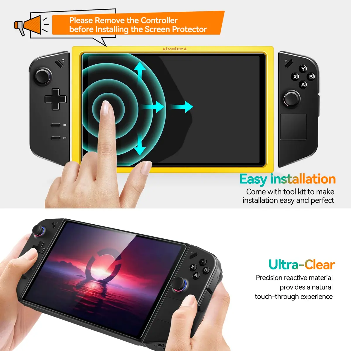 ivoler Ultra HD Clear Screen Protector for Lenovo Legion Go 8.8'' | Tempered Glass 2-Pack with Alignment Frame - view 6