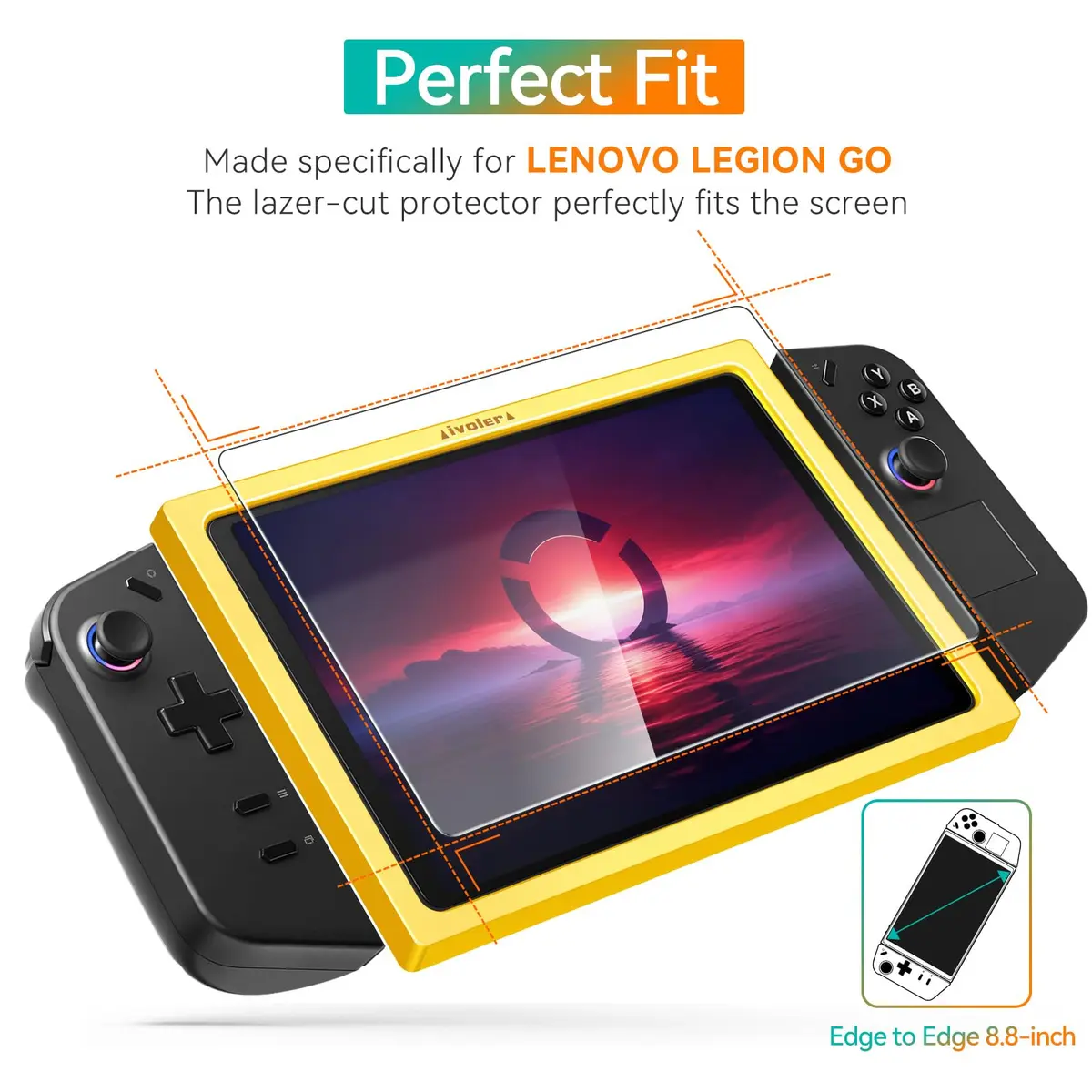 ivoler Ultra HD Clear Screen Protector for Lenovo Legion Go 8.8'' | Tempered Glass 2-Pack with Alignment Frame - view 2