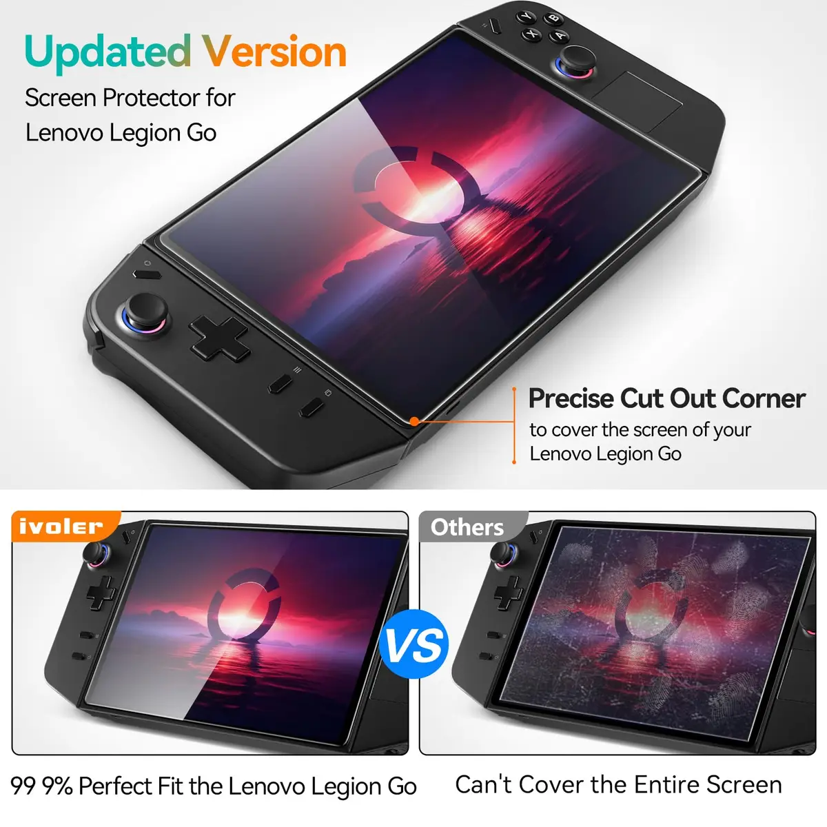 ivoler Ultra HD Clear Screen Protector for Lenovo Legion Go 8.8'' | Tempered Glass 2-Pack with Alignment Frame - view 3