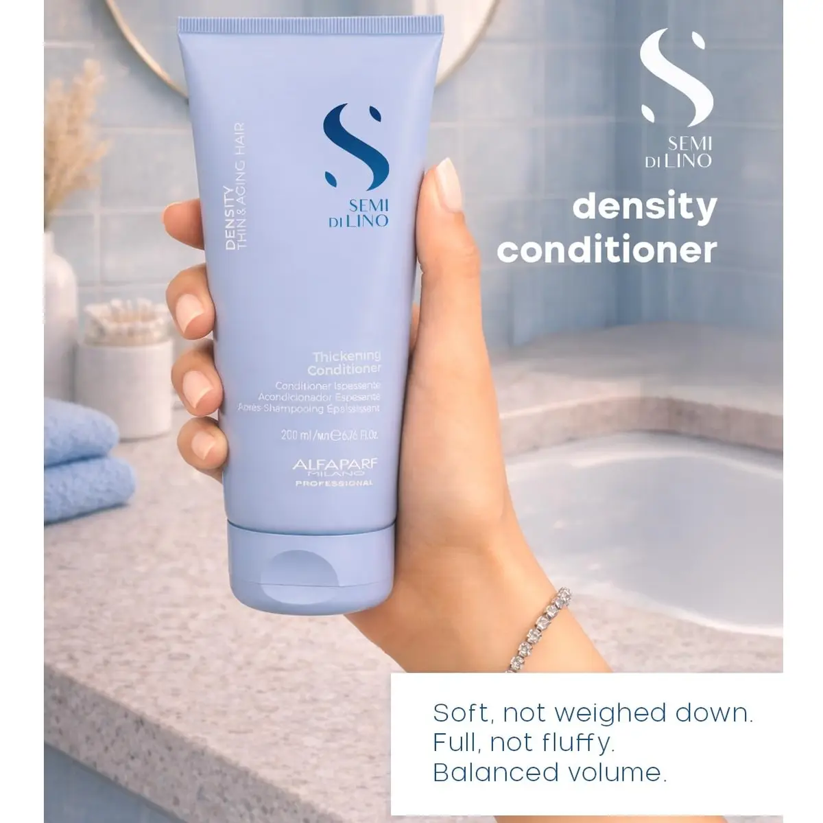 ALFAPARF MILANO Semi di Lino Density Thickening Conditioner – 6.76 fl oz | Vegan, Recyclable, Vegan Formula for Thinning & Aging Hair - view 3