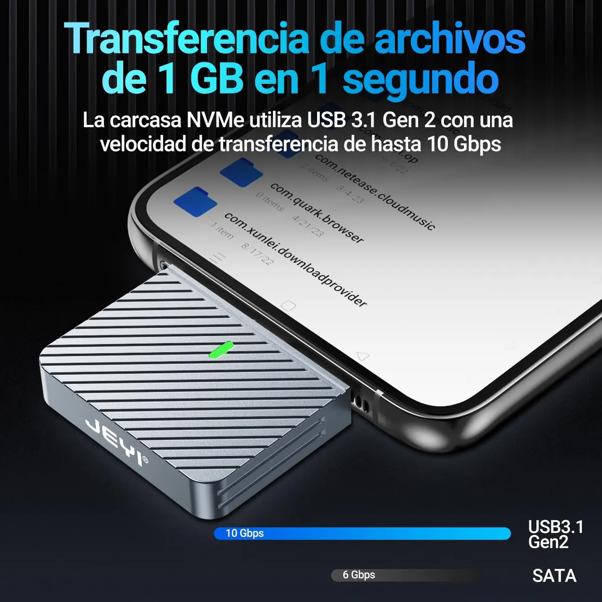 JEYI i9 Zebra 2230C Wire-Free M.2 NVMe Enclosure 40mm | USB-C 10Gbps Portable SSD Adapter - view 3