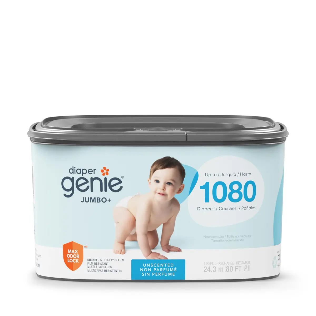 Diaper Genie Jumbo+ Square Refill 1080 Count | Odor Locking, Long-Lasting, Compatible with Diaper Genie Pails - main product image