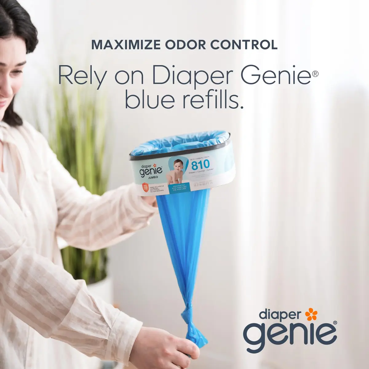 Diaper Genie Jumbo+ Square Refill 1080 Count | Odor Locking, Long-Lasting, Compatible with Diaper Genie Pails - view 2