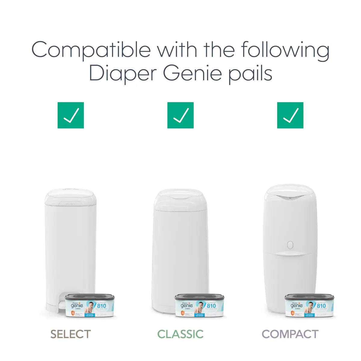 Diaper Genie Jumbo+ Square Refill 1080 Count | Odor Locking, Long-Lasting, Compatible with Diaper Genie Pails - view 3
