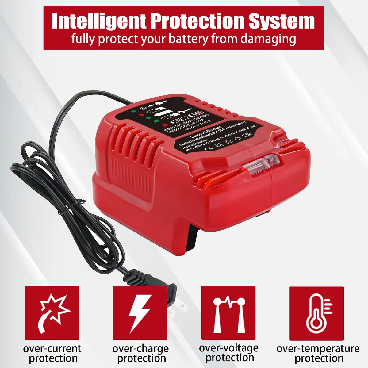 TPDL Mini Charger for Milwaukee M18 18V Battery | Compact 2A Output, 100-240V Input - view 3