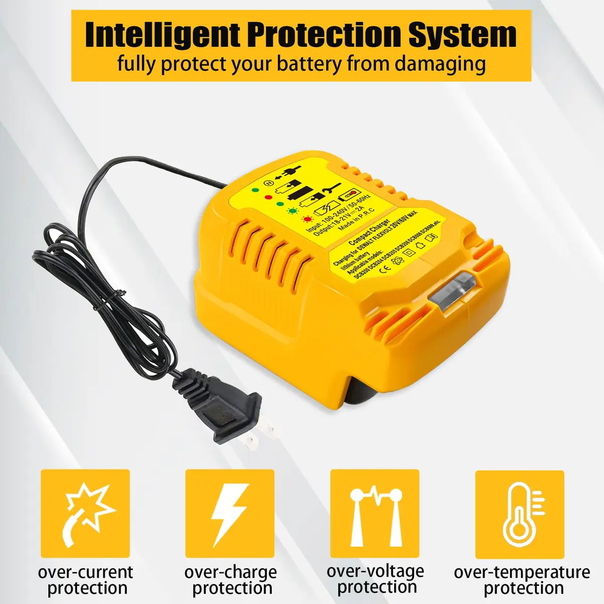 TPDL Mini Portable DCB112 Charger for Dewalt 20V/60V MAX Batteries | Compact 2A Output, 100-240V Input - view 3