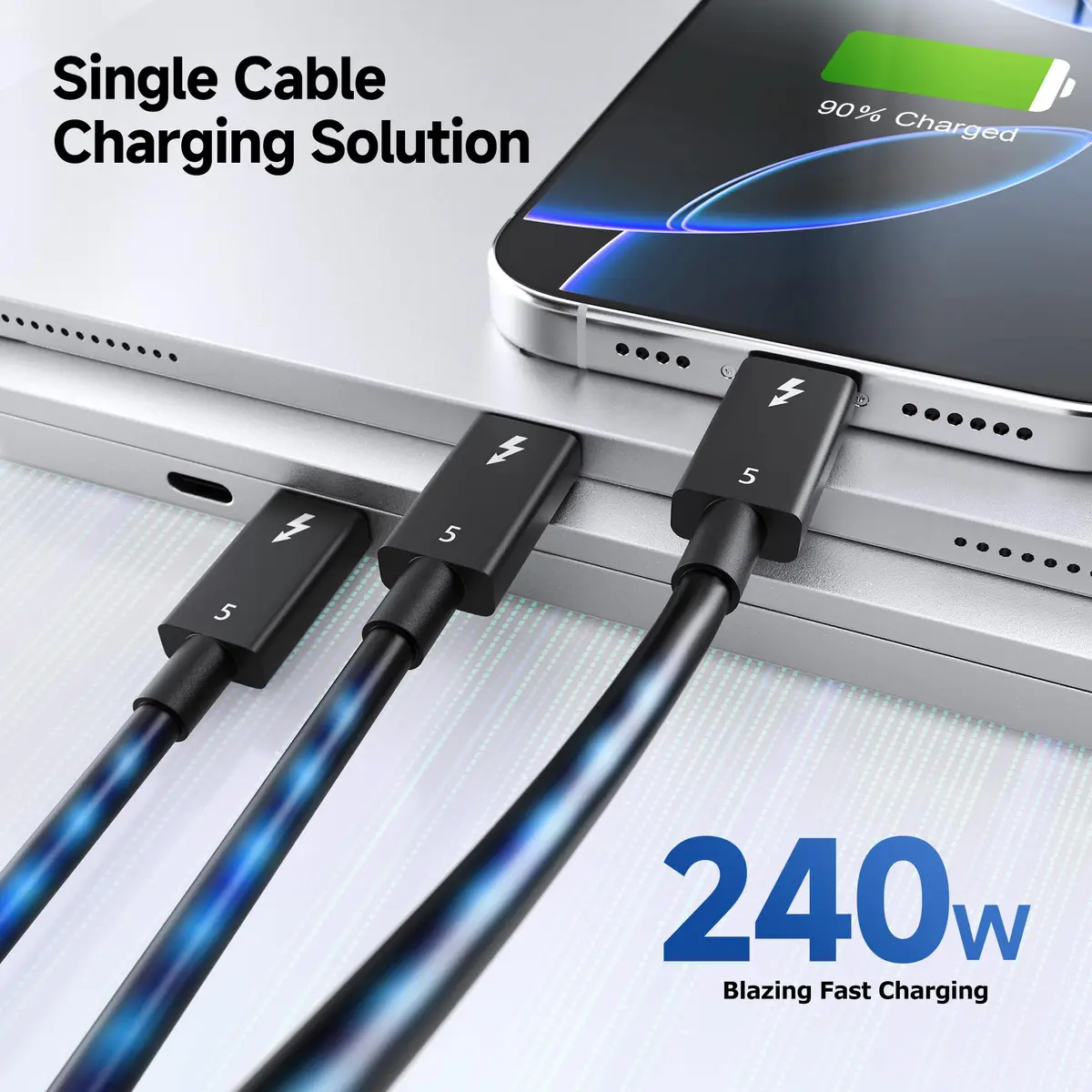 Cable Matters Thunderbolt 5 Cable 1m | 80Gbps Data & 120Gbps Video, 240W PD Support, Black - view 5