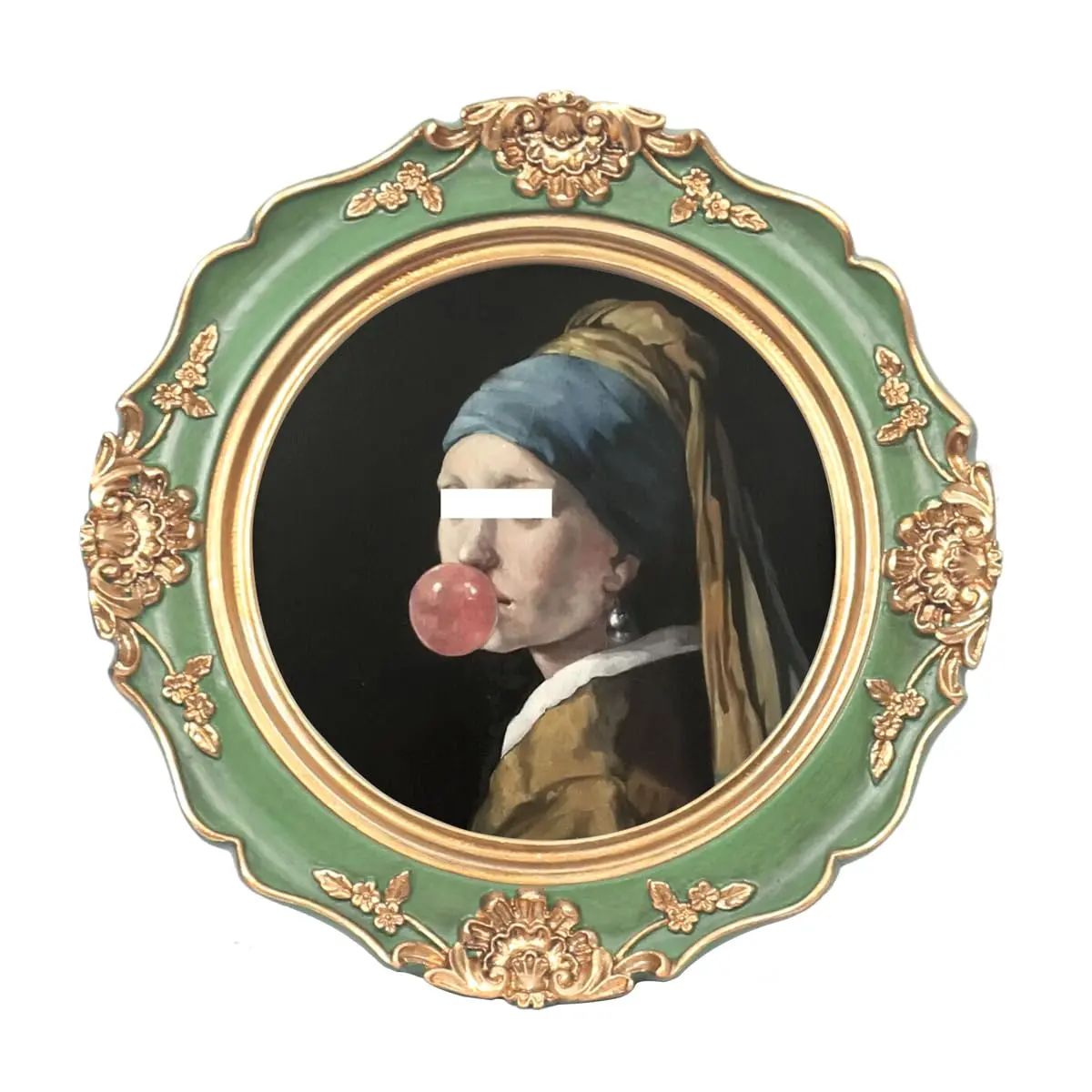 WINPLUS+ Vintage Round Picture Frame 4x4 Inch (10.16x10.16 cm) | Hand-Carved Resin with Real Glass Front - main product image