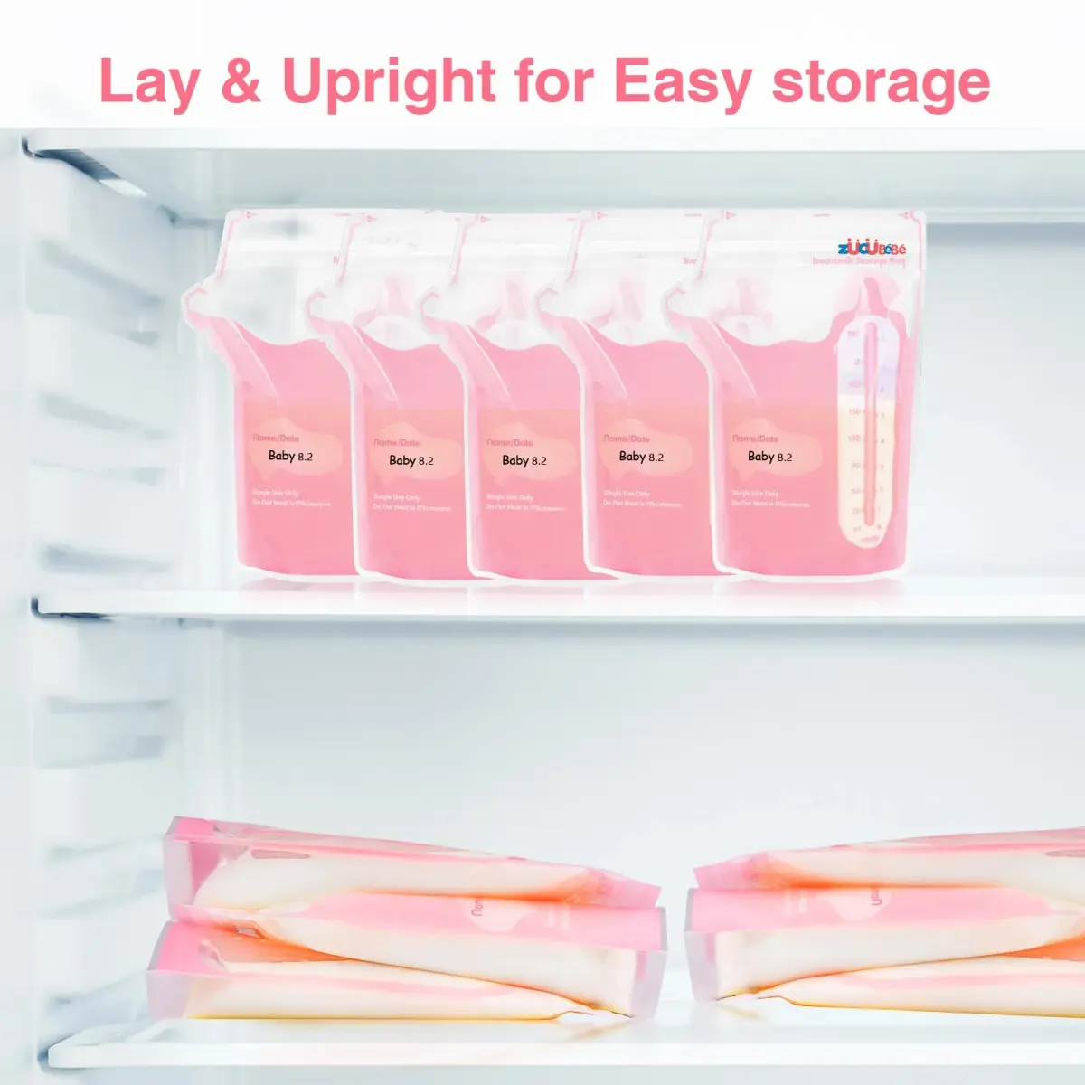 ZÜCÜBéBé Breastmilk Storage Bags 8oz (150 Count) | BPA-Free, Leakproof, Self-Standing with Pour Spout - view 5
