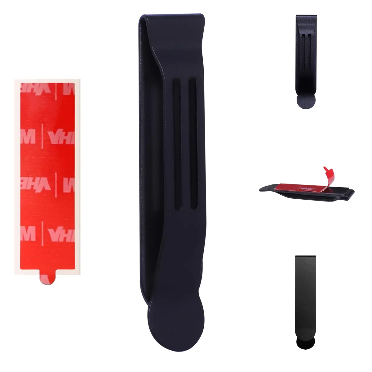 BORING PRODUCT Attachable Pocket Clip Matte Black | Metal Adhesive Accessories for Smartphones, GPS, Walkie-Talkie, Belt Holster (1 Pack) - main product image