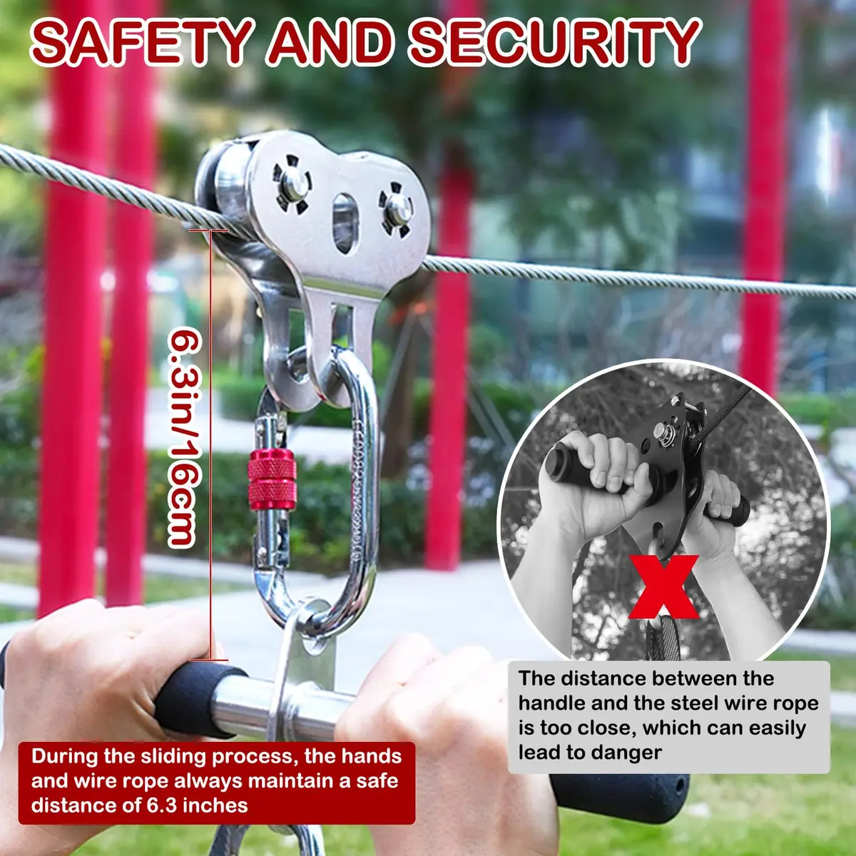 Fologtoo Zipline Pulley with Handle, 304 Stainless Steel Zip Line Trolley | Durable & Safe Outdoor Gear - view 5