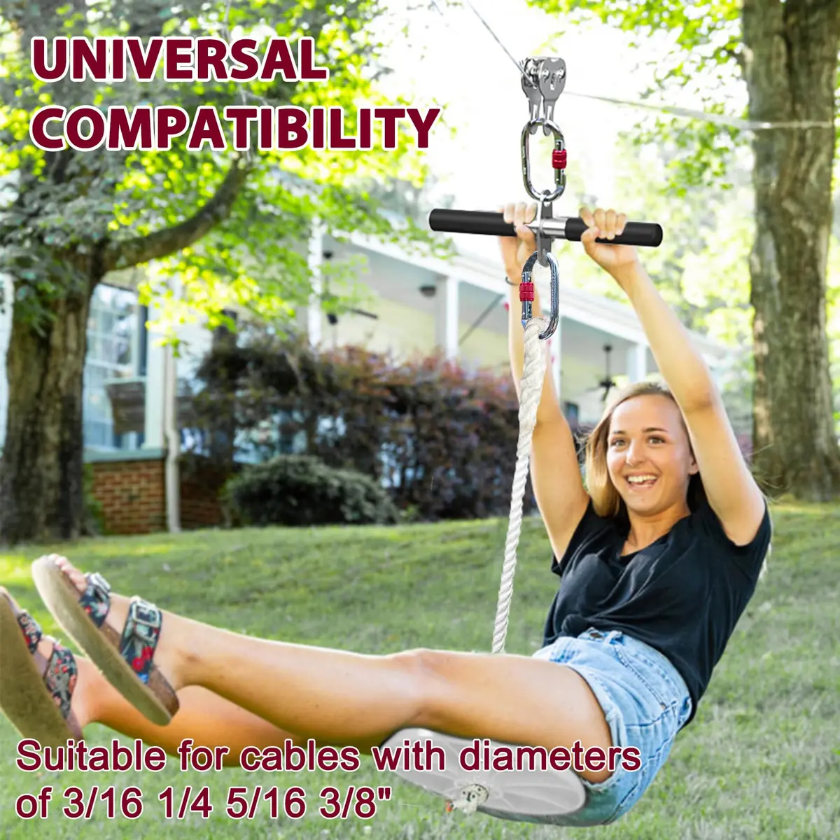 Fologtoo Zipline Pulley with Handle, 304 Stainless Steel Zip Line Trolley | Durable & Safe Outdoor Gear - view 7