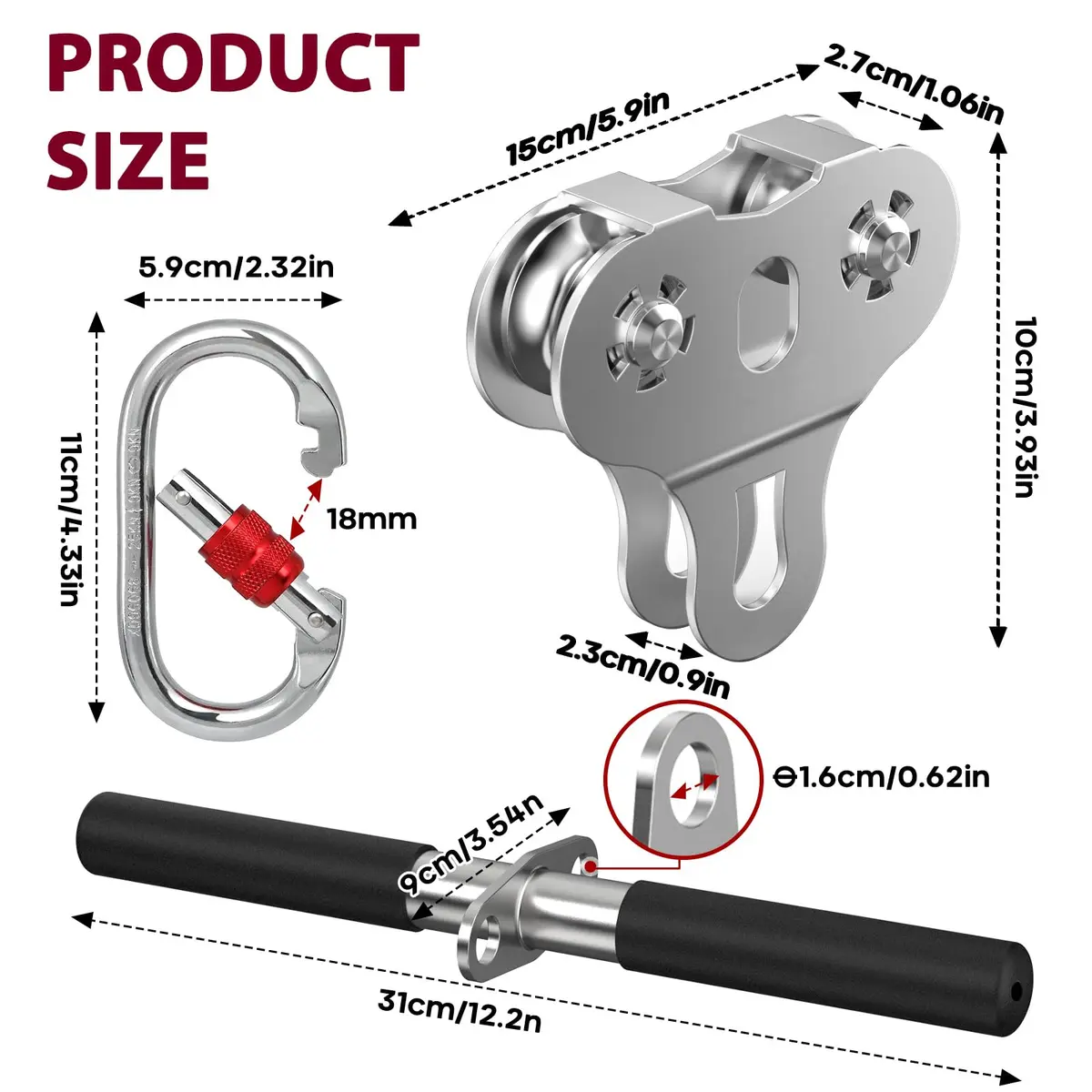 Fologtoo Zipline Pulley with Handle, 304 Stainless Steel Zip Line Trolley | Durable & Safe Outdoor Gear - view 2