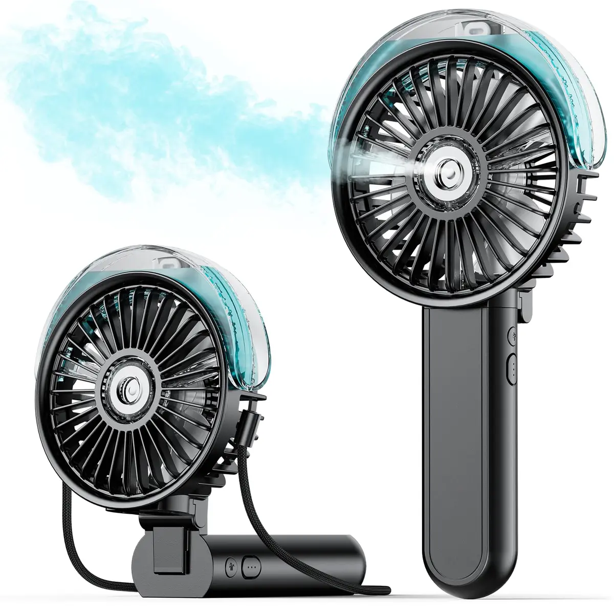 SWEETFULL Portable Misting Fan with Mist Spray, 3 Speeds, 30ml Water Tank, USB Rechargeable | 10.8 cm (4.25 in) Foldable Handheld Fan - main product image