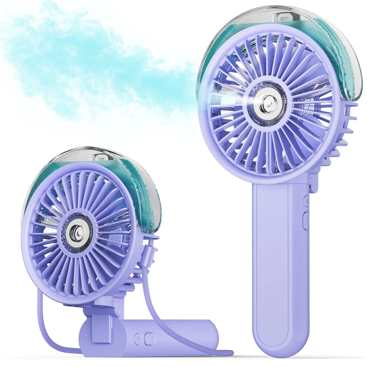 SWEETFULL Portable Misting Fan with Mist Spray, 3 Speeds, 30ml Water Tank, USB Rechargeable, 156 g (5.5 oz) | Cools Face & Body - main product image