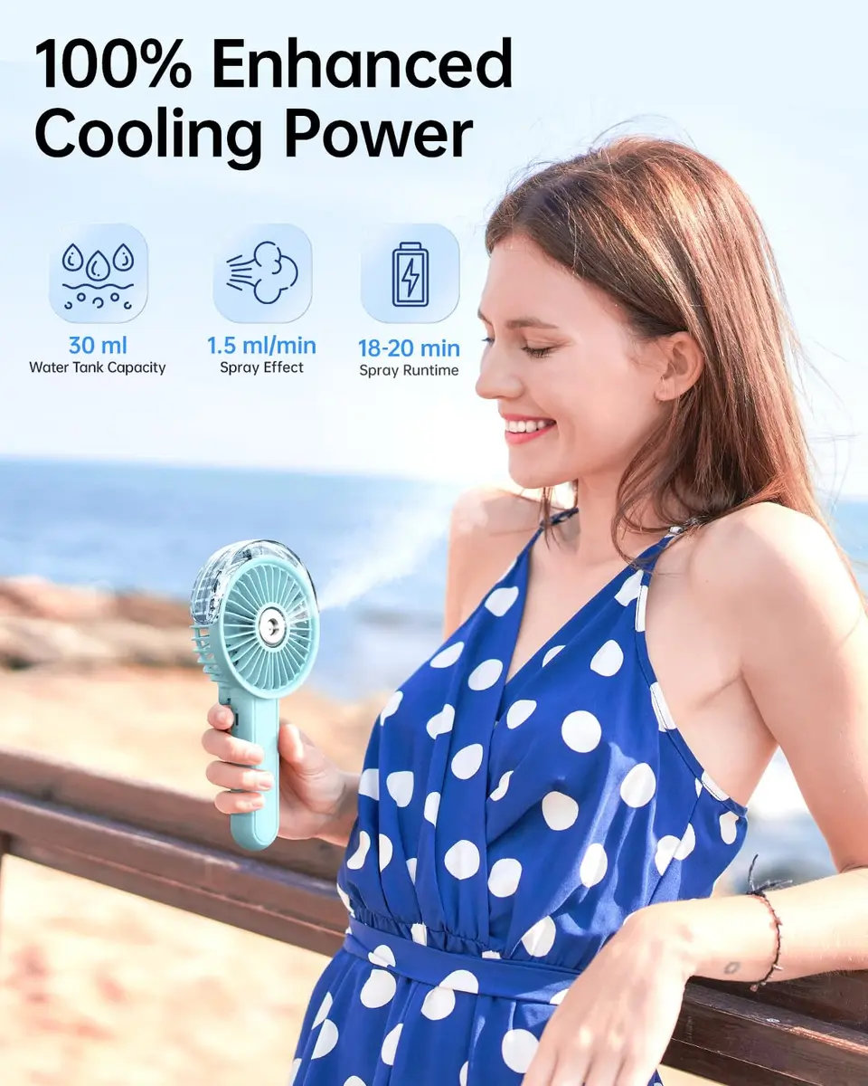 SWEETFULL Portable Misting Fan 30ml (1.01 Fl Oz) | Cools and Hydrates Face On-the-Go - view 2