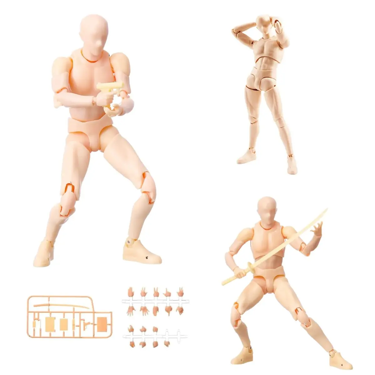 Haniforever Male Artist Mannequin Figure 15cm (6 Inch) | Poseable Drawing Model with Accessories - main product image