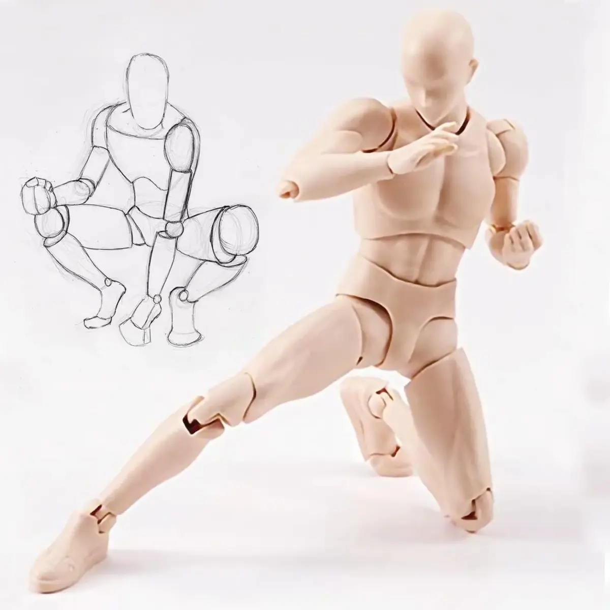 Haniforever Male Artist Mannequin Figure 15cm (6 Inch) | Poseable Drawing Model with Accessories - view 5