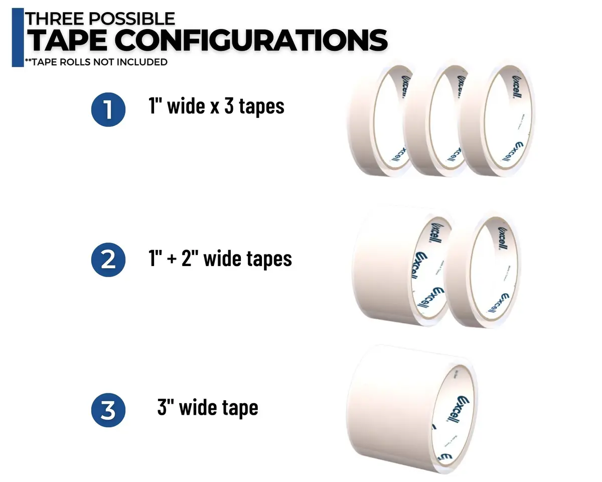 ICO by Excell Triple Premium Extra Wide Metal Multi-Rolls Desktop Tape Dispenser, 3-inch Core, 12-Pack | Holds 3-inch Wide Rolls - view 4