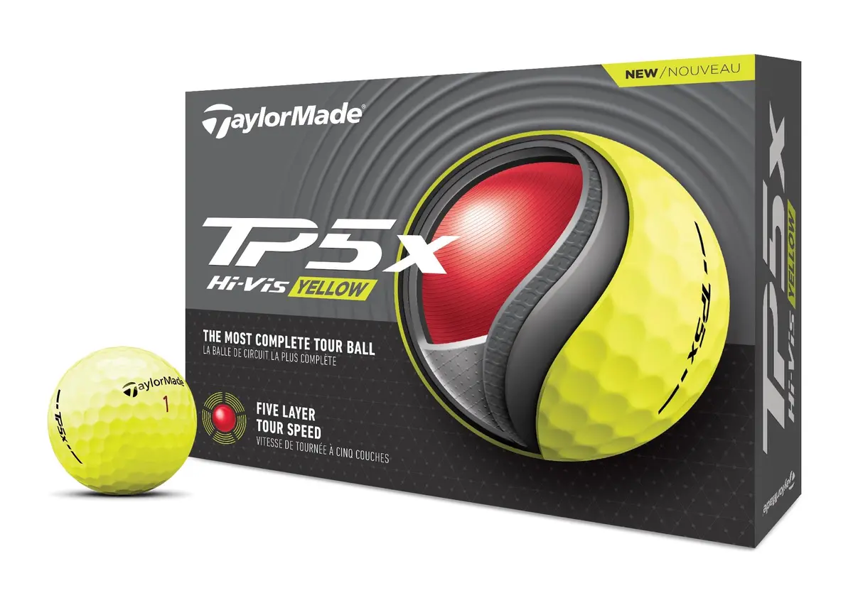 TaylorMade TP5x Yellow Golf Balls 12 Pack | High Visibility Tour Performance (70-120 chars) - main product image