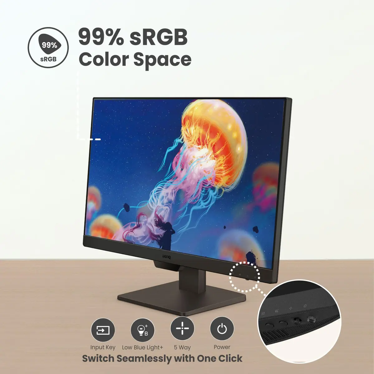 BenQ GW2490 24" Monitor 100Hz FHD IPS Eye-Care Tech VESA Mount Thin Bezel Low Blue Light - view 6
