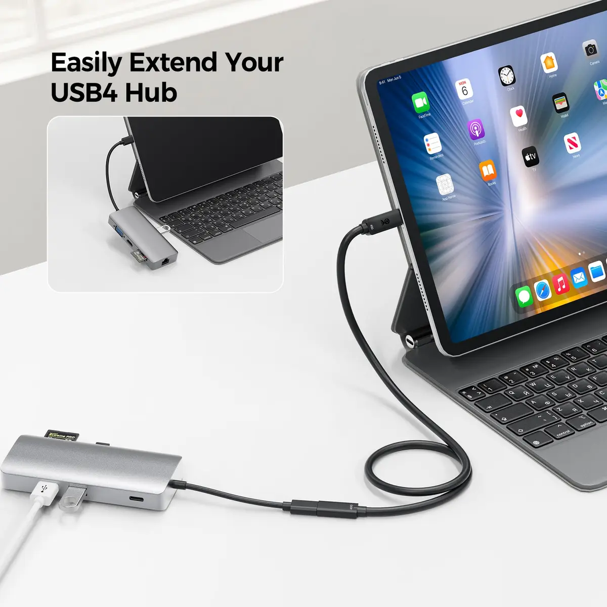 Cable Matters USB4 Extension Cable 1.6ft | Thunderbolt 4/5 Compatible, 240W PD, 40Gbps Data, Reversible USB-C - view 5