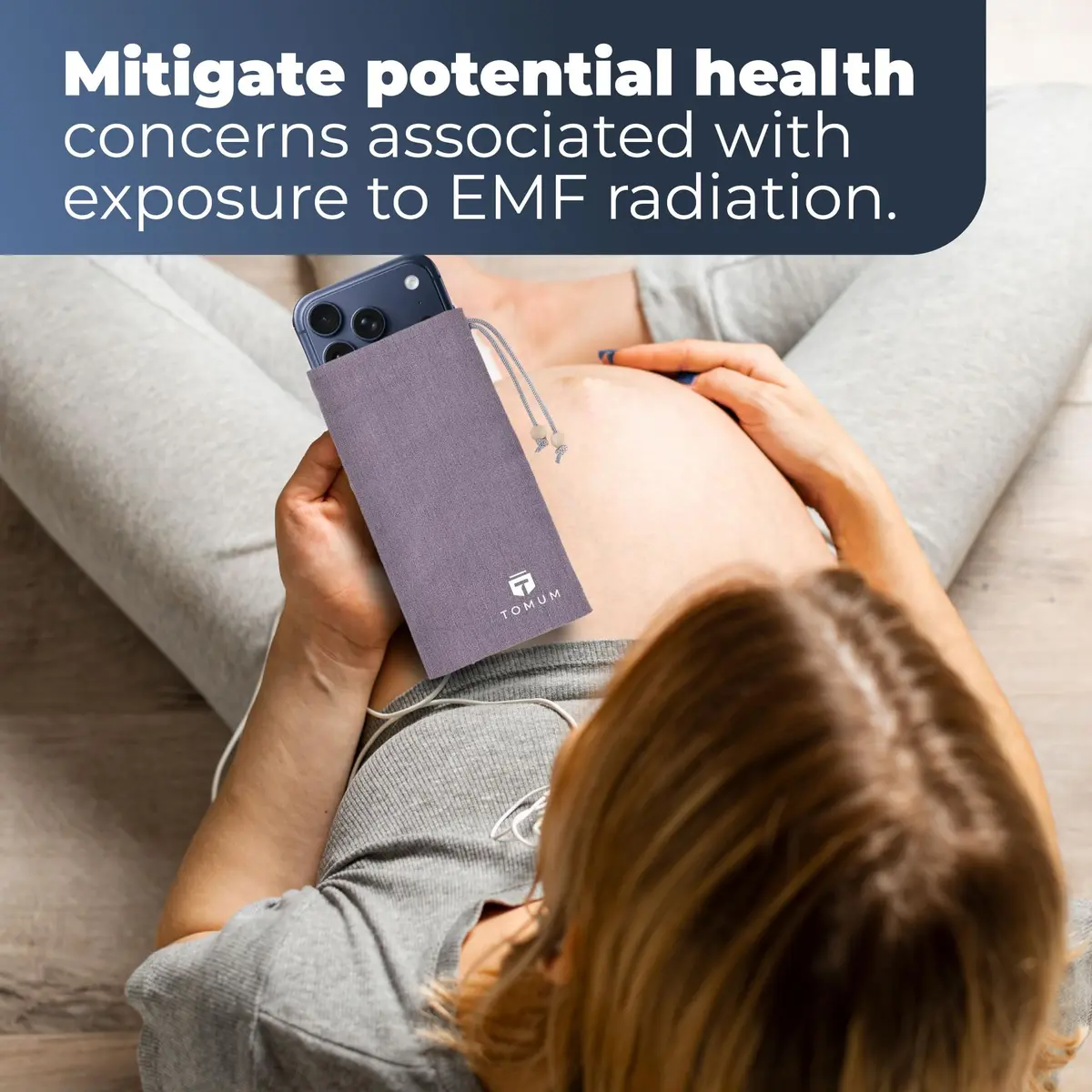TOMUM EMF Shield Sleeve for Cell Phone | EMF Protection Smartphone Pouch (Grey) | 8" x 4" - view 6