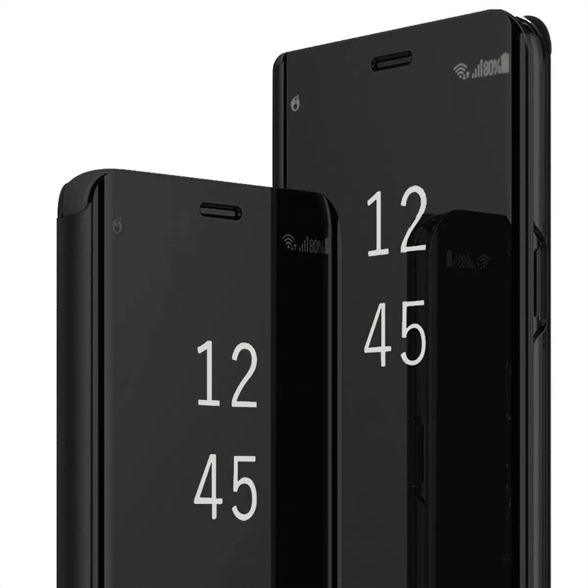 Gxmeuie Clear View Mirror Flip Case for Samsung Galaxy S24 Ultra 5G | Shockproof PU Leather with Kickstand - main product image